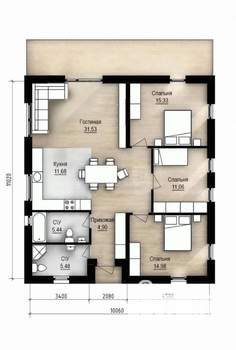 Дом 111м², 1-этажный, участок 6 сот.