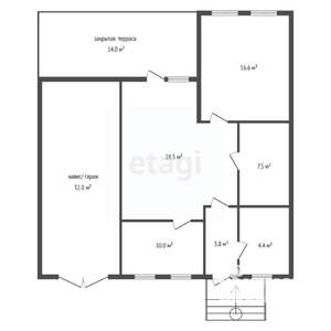 Дом 117м², 1-этажный, участок 10 сот.