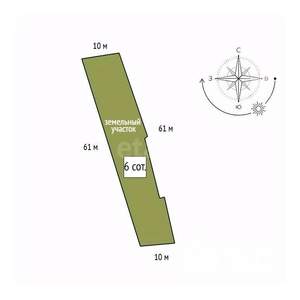 Дом 54м&sup2;, 1-этажный, участок 6 сот.  