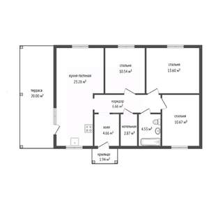 Дом 79м&sup2;, 1-этажный, участок 8 сот.  