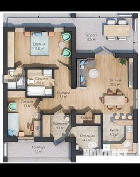 Дом 109м&sup2;, 1-этажный, участок 10 сот.  