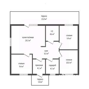 Дом 97м&sup2;, 1-этажный, участок 7 сот.  