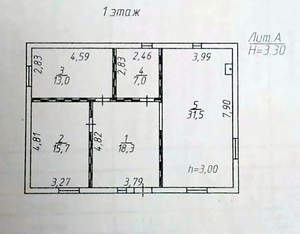 Дом 89м², 1-этажный, участок 6 сот.  