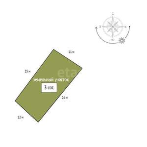 Дом 54м&sup2;, 1-этажный, участок 3 сот.  