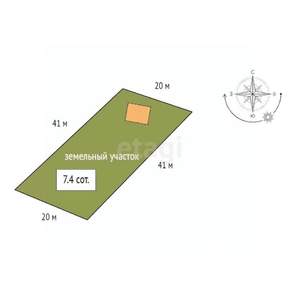 Дом 52м², 1-этажный, участок 7 сот.  