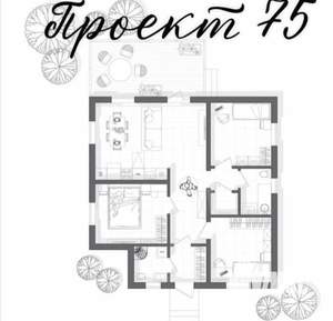 Дом 75м², 1-этажный, участок 9 сот.  