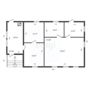 Дом 87м&sup2;, 1-этажный, участок 9 сот.  