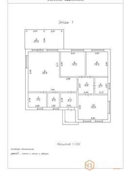 Дом 120м², 1-этажный, участок 9 сот.  