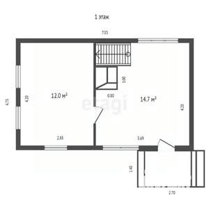 Дом 38м², 2-этажный, участок 6 сот.  
