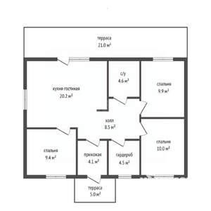 Дом 97м², 1-этажный, участок 7 сот.  