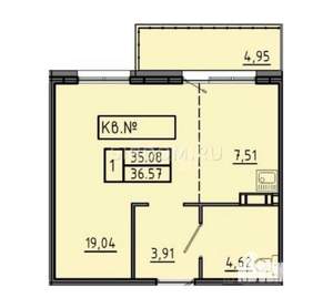 Студия квартира, на длительный срок, 37м2, 12/15 этаж
