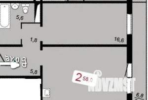 2-к квартира, на длительный срок, 55м2, 3/18 этаж