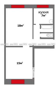 2-к квартира, на длительный срок, 46м2, 3/5 этаж