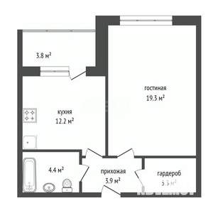 1-к квартира, на длительный срок, 43м2, 11/20 этаж
