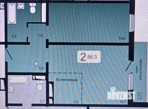 2-к квартира, на длительный срок, 56м2, 8/17 этаж