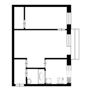 2-к квартира, на длительный срок, 48м2, 4/5 этаж