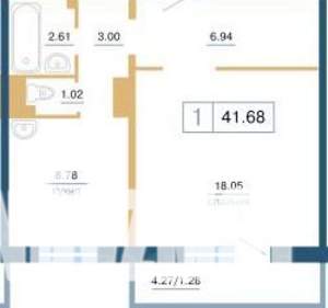 1-к квартира, на длительный срок, 41м2, 17/17 этаж