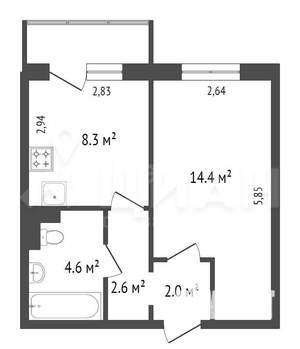 1-к квартира, на длительный срок, 35м2, 11/16 этаж