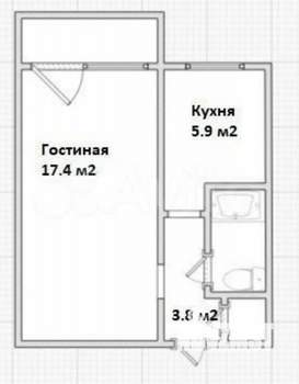 1-к квартира, на длительный срок, 32м2, 2/5 этаж