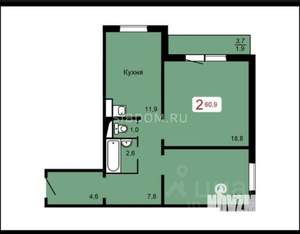 2-к квартира, на длительный срок, 60м2, 15/17 этаж