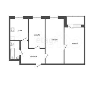 3-к квартира, на длительный срок, 55м2, 3/9 этаж