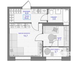 1-к квартира, на длительный срок, 36м2, 10/16 этаж