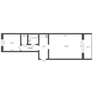 1-к квартира, на длительный срок, 47м2, 12/26 этаж