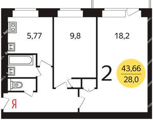 2-к квартира, на длительный срок, 44м2, 8/10 этаж