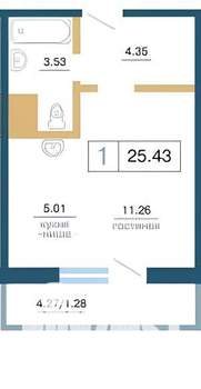 Студия квартира, на длительный срок, 25м2, 6/17 этаж