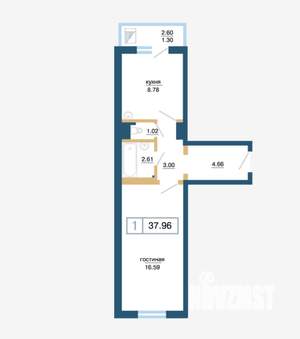 1-к квартира, на длительный срок, 38м2, 11/14 этаж