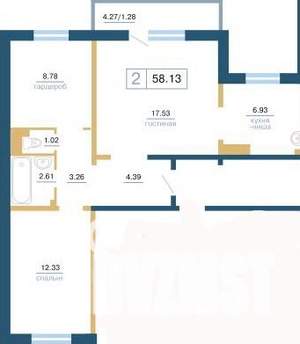2-к квартира, на длительный срок, 58м2, 12/17 этаж