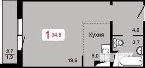 Студия квартира, на длительный срок, 33м2, 14/17 этаж