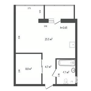 2-к квартира, на длительный срок, 43м2, 10/17 этаж