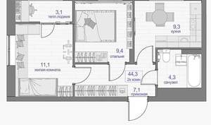 2-к квартира, на длительный срок, 44м2, 5/24 этаж