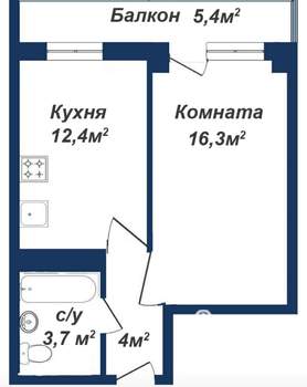 1-к квартира, на длительный срок, 36м2, 19/25 этаж