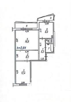 2-к квартира, на длительный срок, 55м2, 10/10 этаж