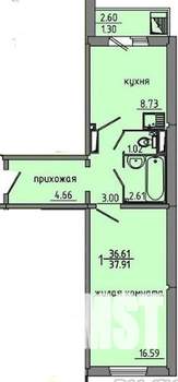 1-к квартира, на длительный срок, 37м2, 3/10 этаж