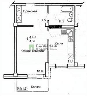1-к квартира, на длительный срок, 45м2, 16/17 этаж