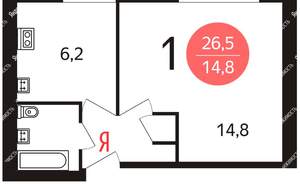 1-к квартира, на длительный срок, 27м2, 6/10 этаж