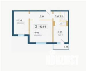 2-к квартира, на длительный срок, 53м2, 10/17 этаж