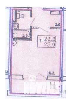 Студия квартира, на длительный срок, 24м2, 3/18 этаж