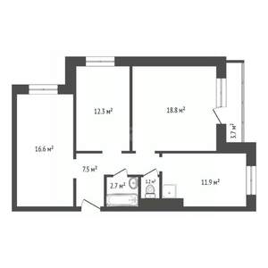 3-к квартира, на длительный срок, 71м2, 3/17 этаж