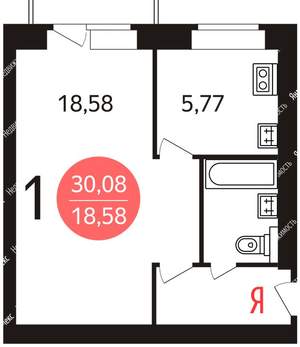 Студия квартира, на длительный срок, 30м2, 3/14 этаж