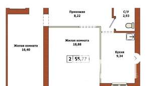 2-к квартира, на длительный срок, 55м2, 10/13 этаж