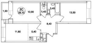 3-к квартира, на длительный срок, 58м2, 9/9 этаж