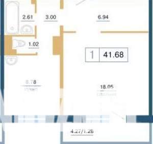 1-к квартира, на длительный срок, 41м2, 9/17 этаж