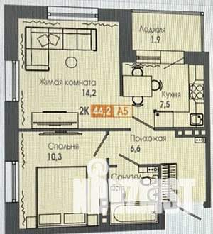 2-к квартира, на длительный срок, 44м2, 7/16 этаж