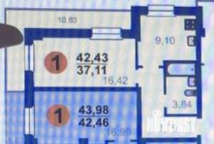 1-к квартира, на длительный срок, 43м2, 23/25 этаж