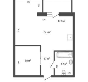 2-к квартира, на длительный срок, 43м2, 10/17 этаж