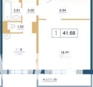 1-к квартира, на длительный срок, 41м2, 17/17 этаж